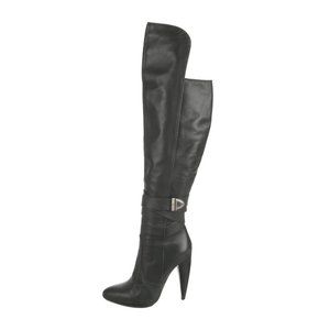 Versace Black Leather Over The Knee Platform Boots 37/6.5